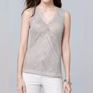 WHBM|Gray Silver thread Knit VEST, size medium, NWT•••Sleeveless sweater tank